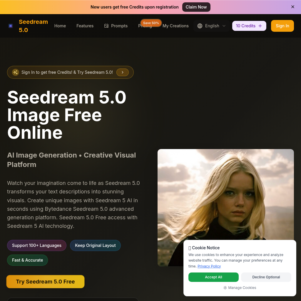 Seedream 5.0 AI Image Editor - Free & Advanced by ByteDance