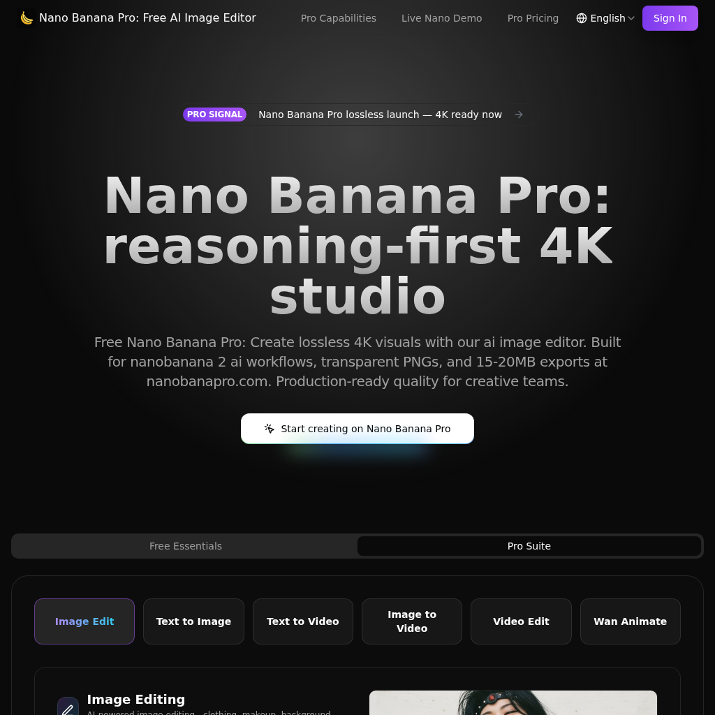 Nano Banana Pro: Free AI Image Editor - Create 4K Visuals in 10s