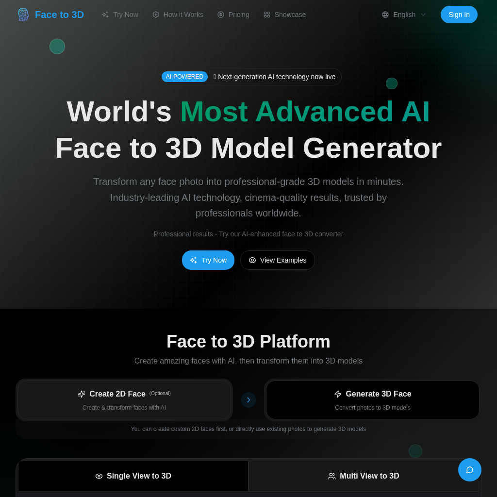 FaceTo3D.com | AI Face to 3D Model Generator & Converter