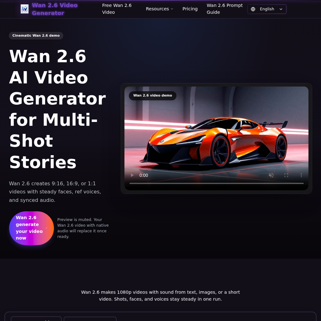 Wan 2.6 AI Video Generator: Multi-Shot 1080p Video with Sound