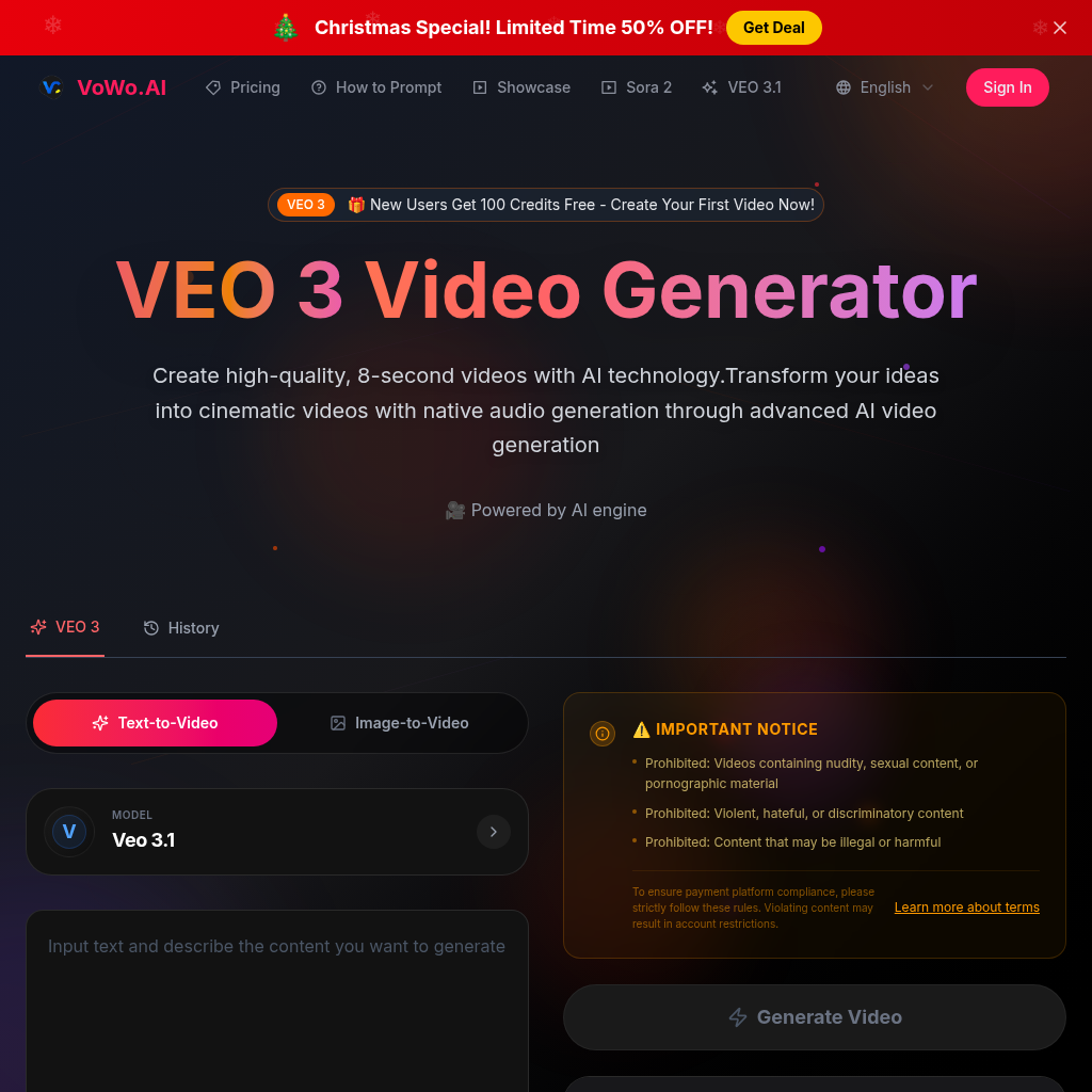 VoWo.AI - VEO 3 AI Video Generator: Create Cinematic Videos