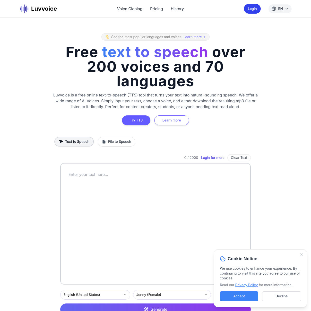 Luvvoice: Free Text to Speech Online - No Word Limit