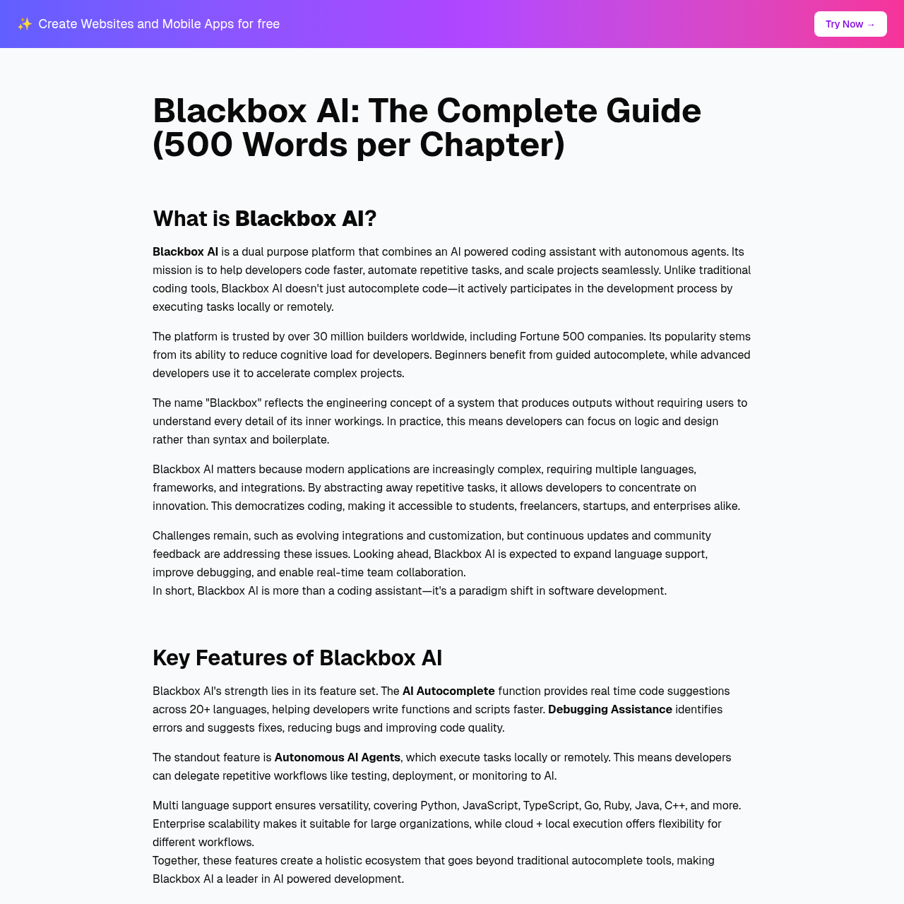 Blackbox AI: Free AI Coding Assistant & Autonomous Agents Guide