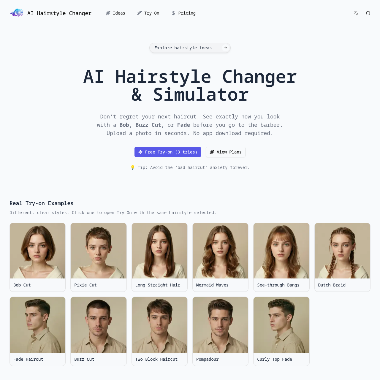 AI Hairstyle Changer & Simulator - Virtual Haircut Try-On