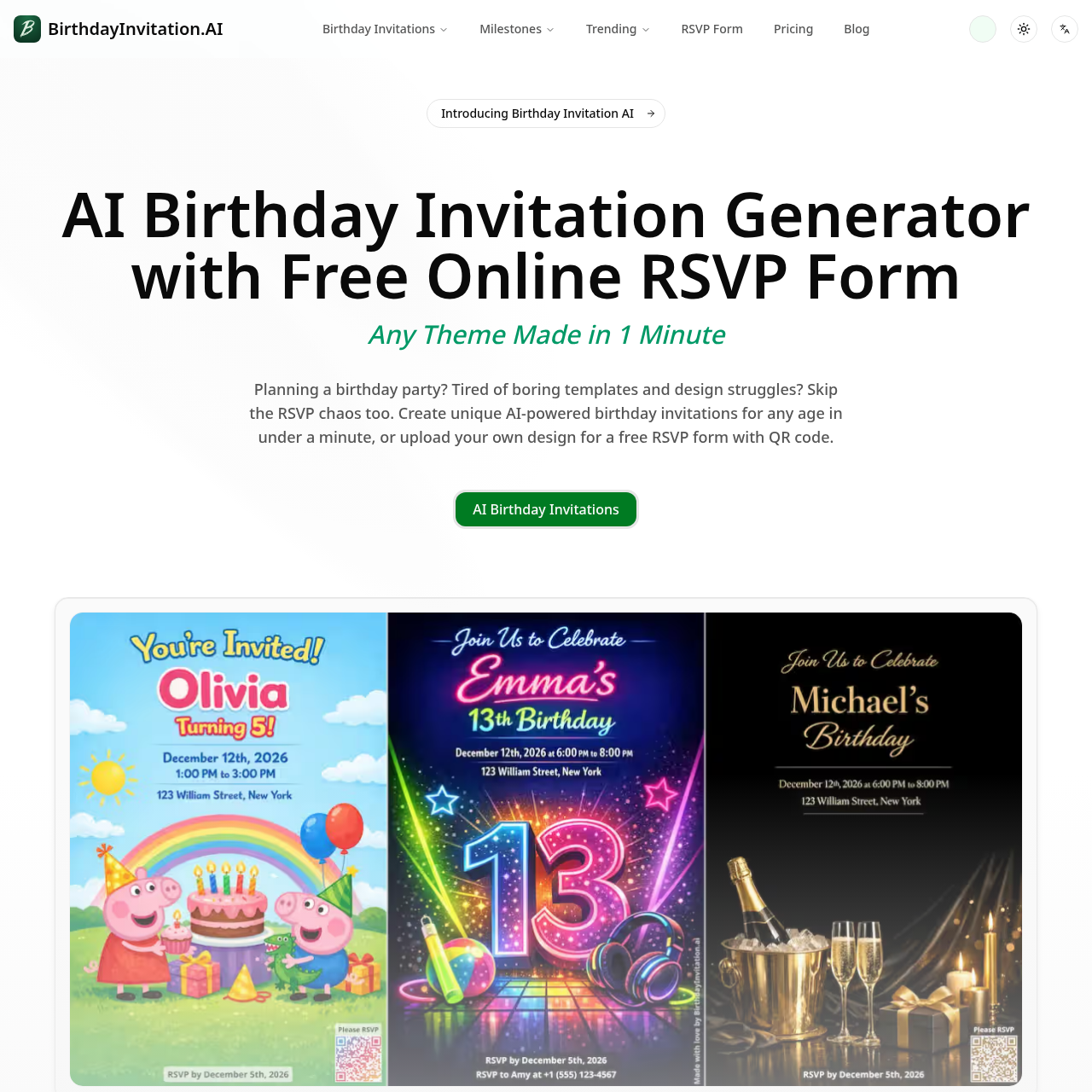 AI Birthday Invitation Generator & Free RSVP | BirthdayInvitation.AI