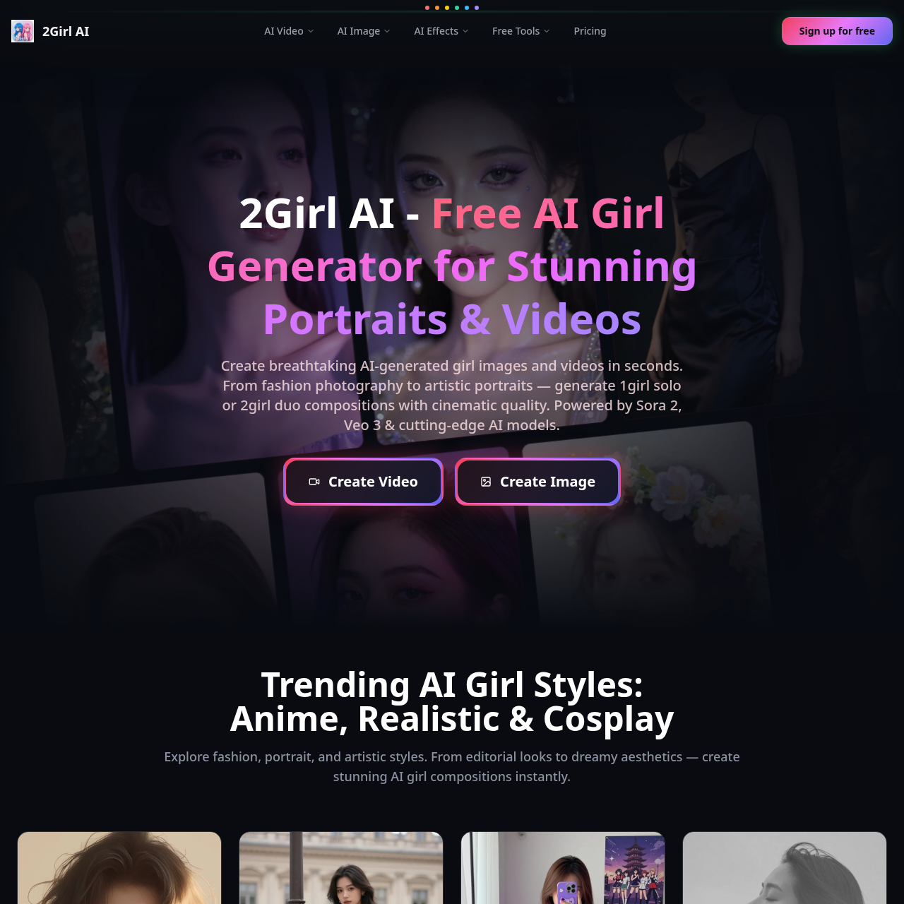2Girl AI - Free AI Girl Generator: Portraits & Videos Online