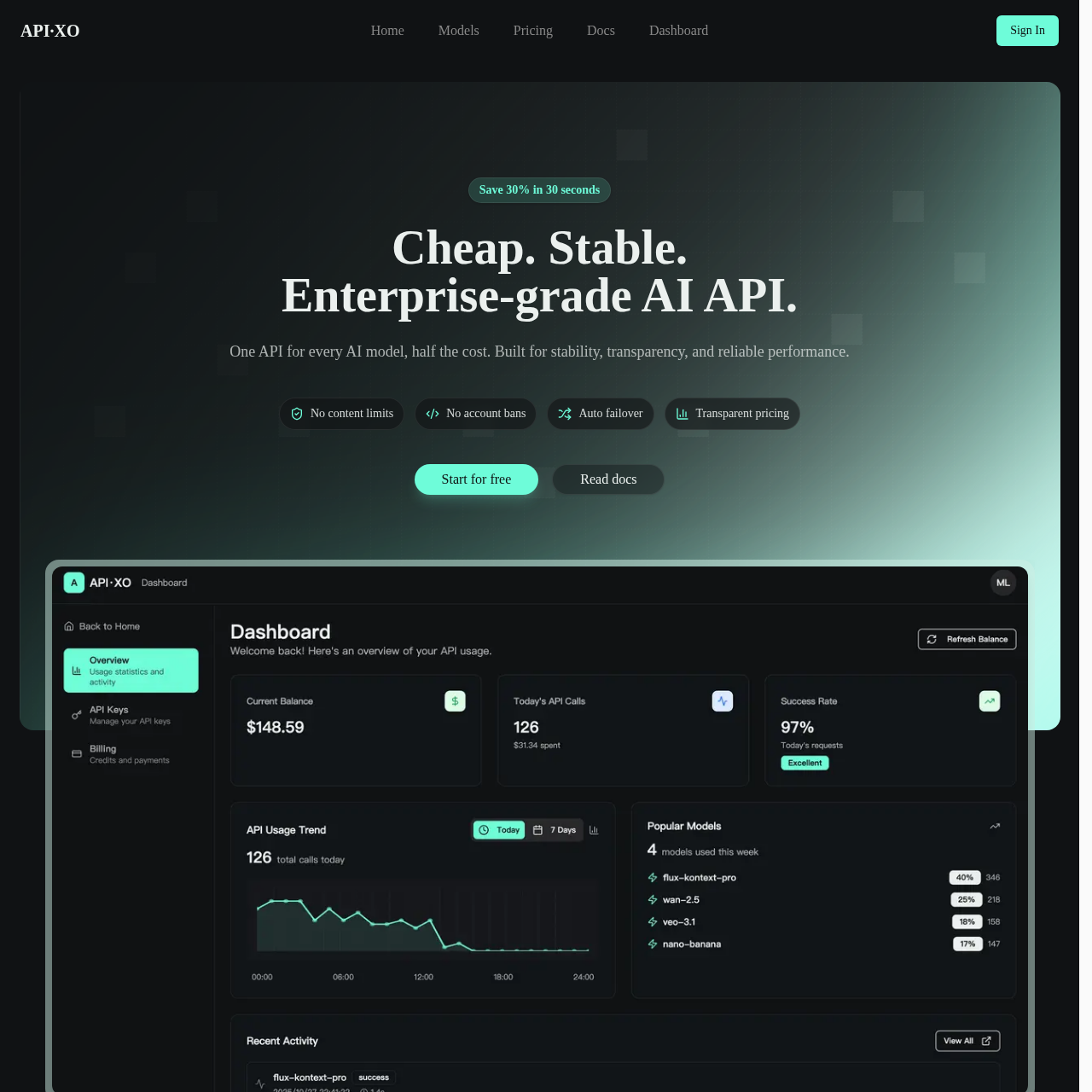APIXO: Affordable All-in-One AI API Platform for Every Model