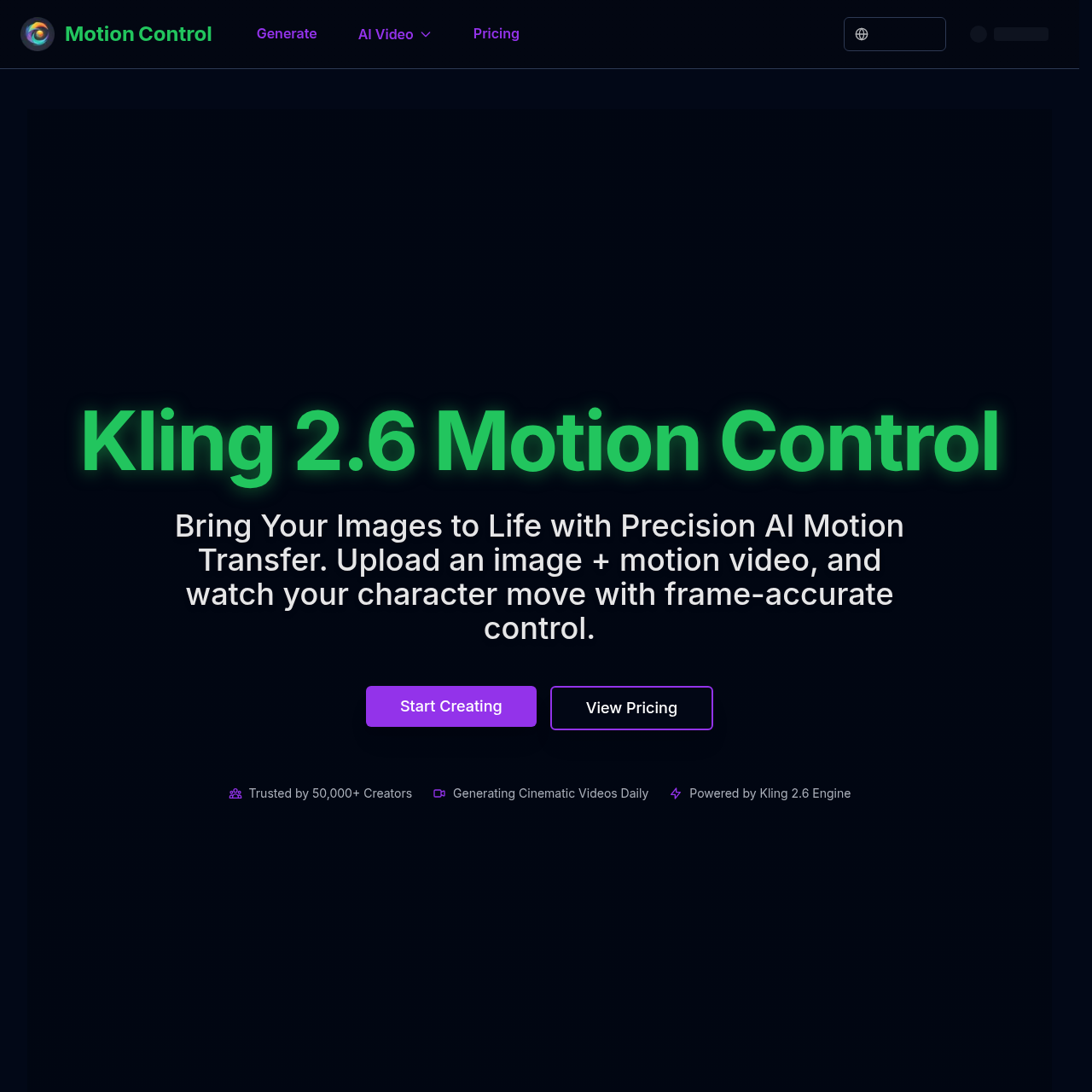 Kling 2.6 Motion Control AI: Precision Video Generator