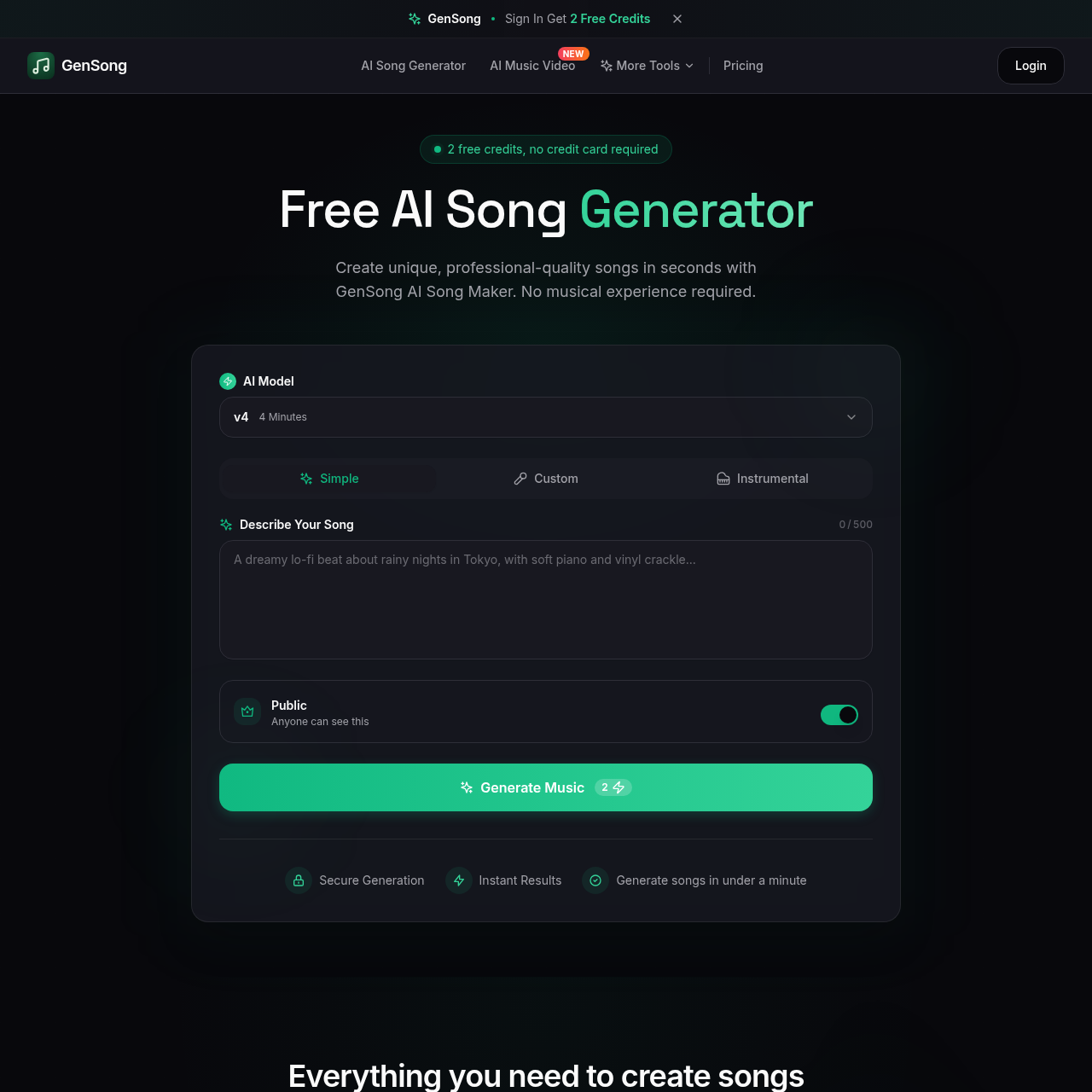 GenSong AI: Free AI Song Generator & Maker Online