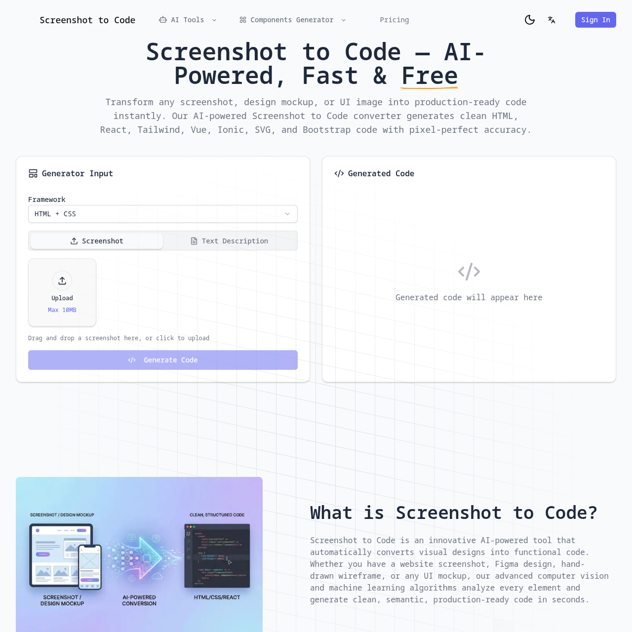 Screenshot to Code - AI-Powered Code Generator