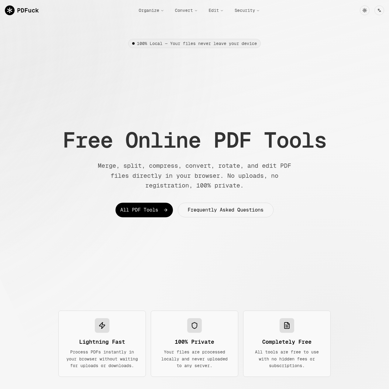 PDFuck - Free Online PDF Tools: Merge, Split, Compress, Convert