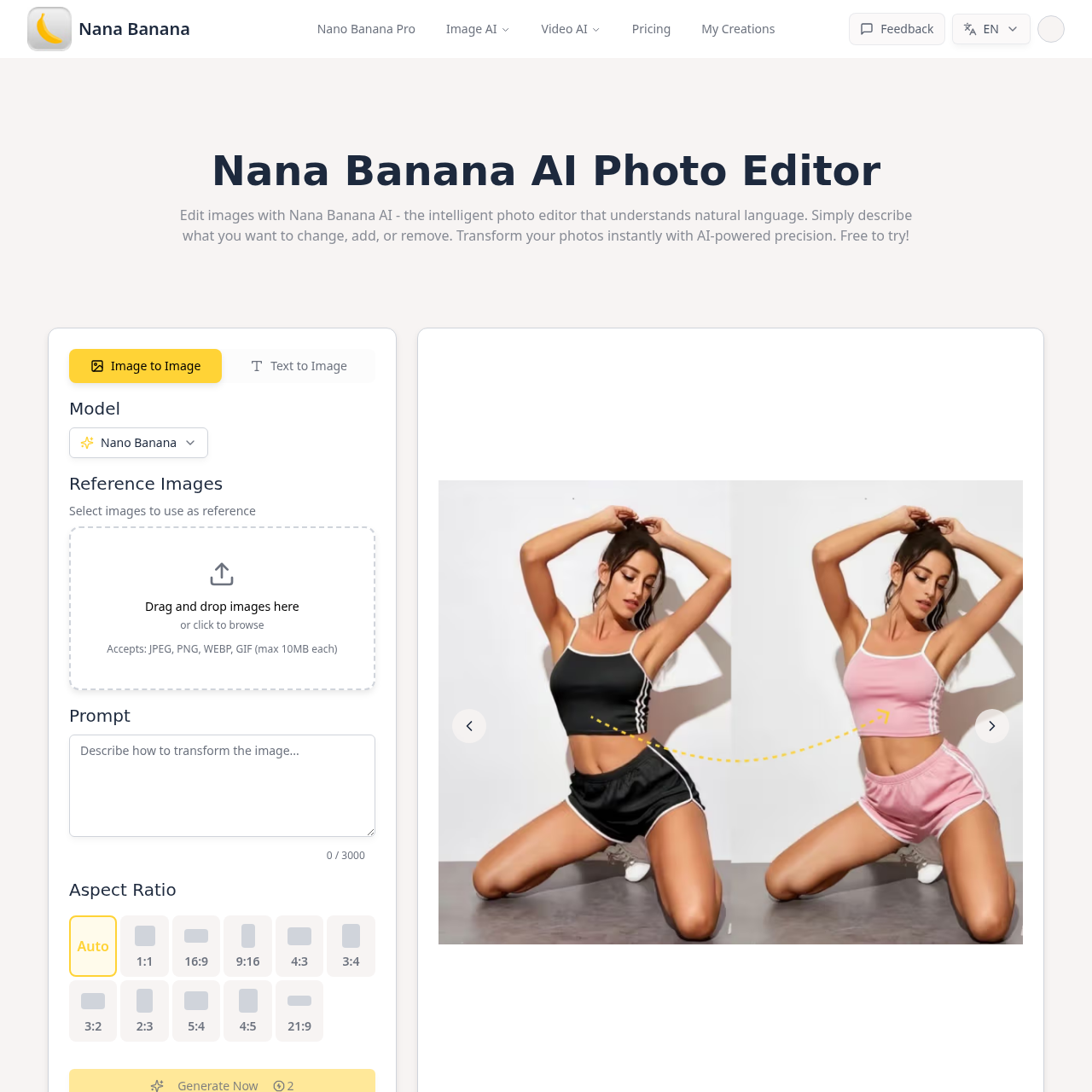 Nana Banana AI Photo Editor - Transform Images with Text Commands