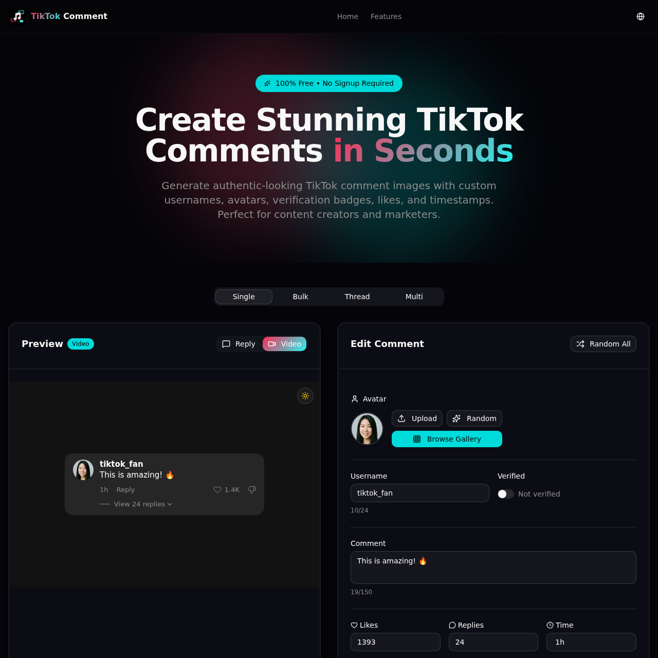 TikTok Comment Generator - Create Realistic Mockup Comments