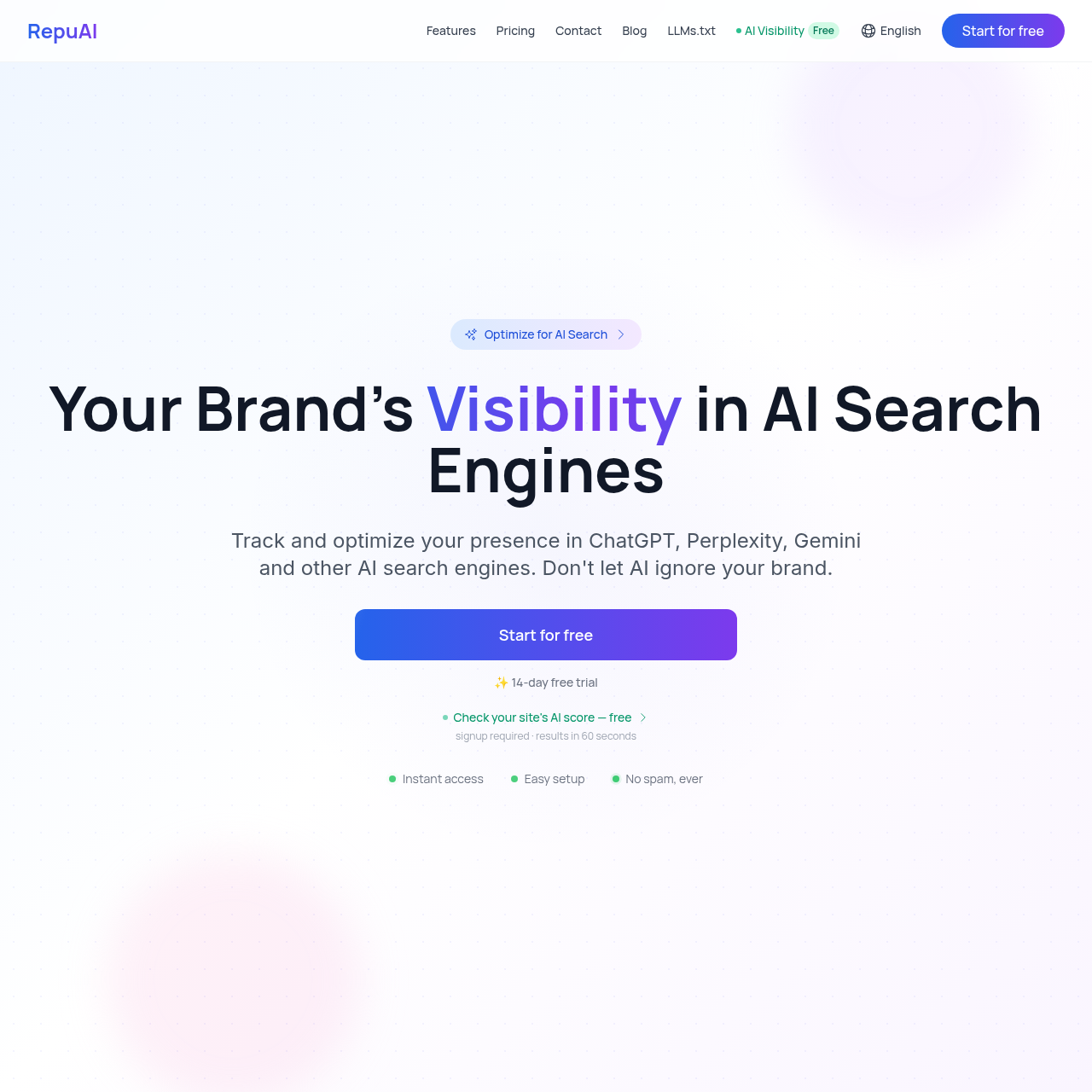 RepuAI - AI Search Visibility & Brand Monitoring