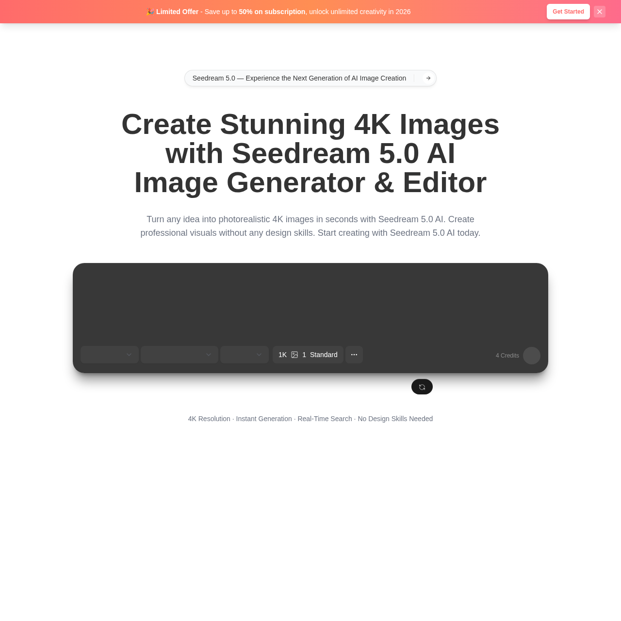 Seedream 5.0 AI Image Generator — Create 4K Images in Seconds | Seedream 5 AI