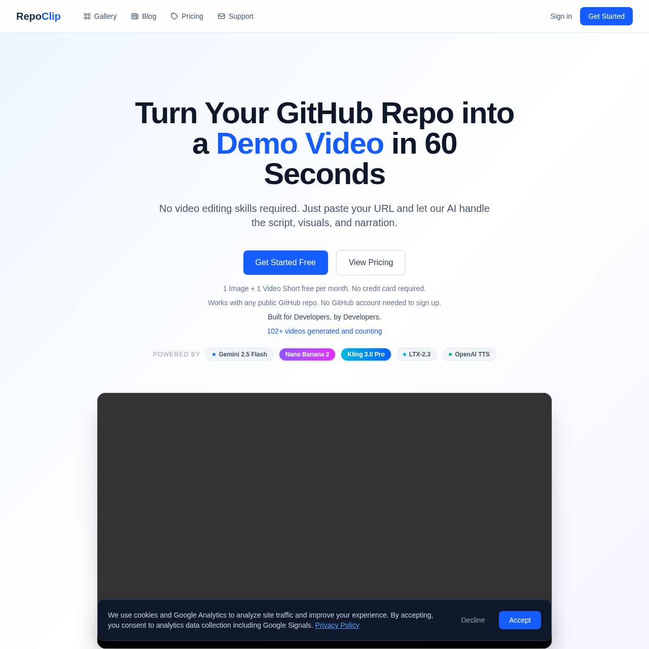 RepoClip: AI-Powered GitHub to Video Creator - Turn Code into Stunning Demos