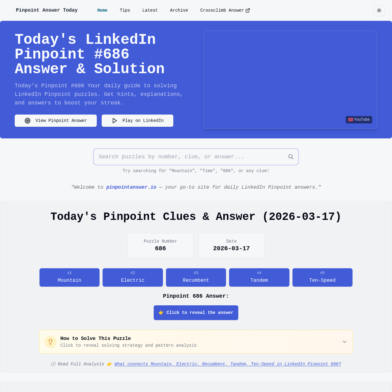 Pinpoint Answer Today: Daily LinkedIn Pinpoint Answers & Solutions