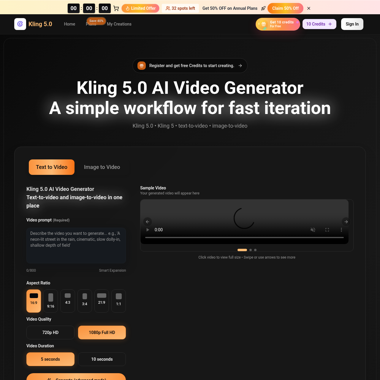 Kling 5.0 AI Video Generator - Free Text & Image to Video
