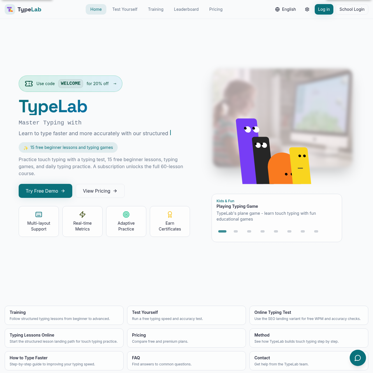 TypeLab: Free Typing Test, Lessons & Games | Master Touch Typing