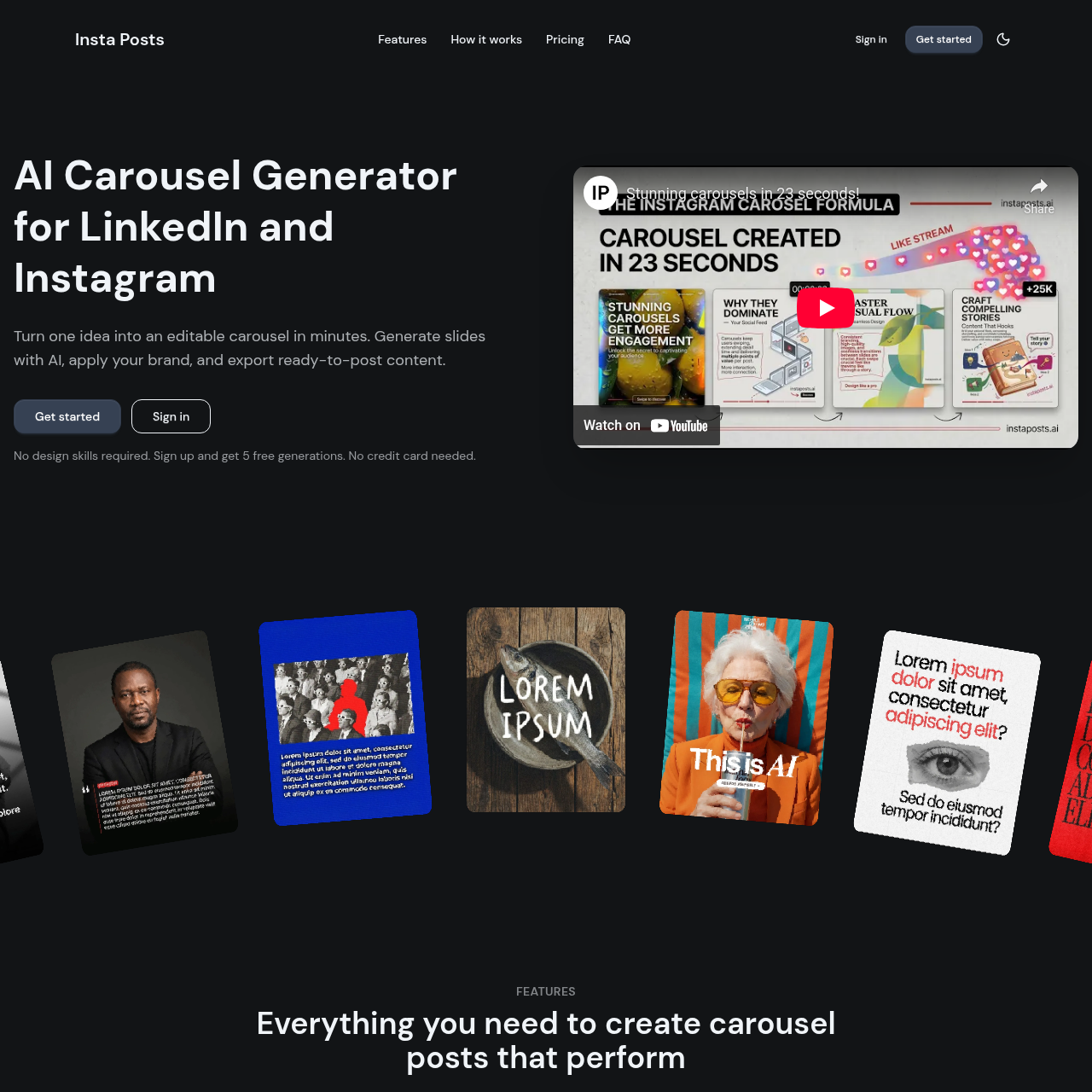 Insta Posts AI Carousel Generator for LinkedIn & Instagram