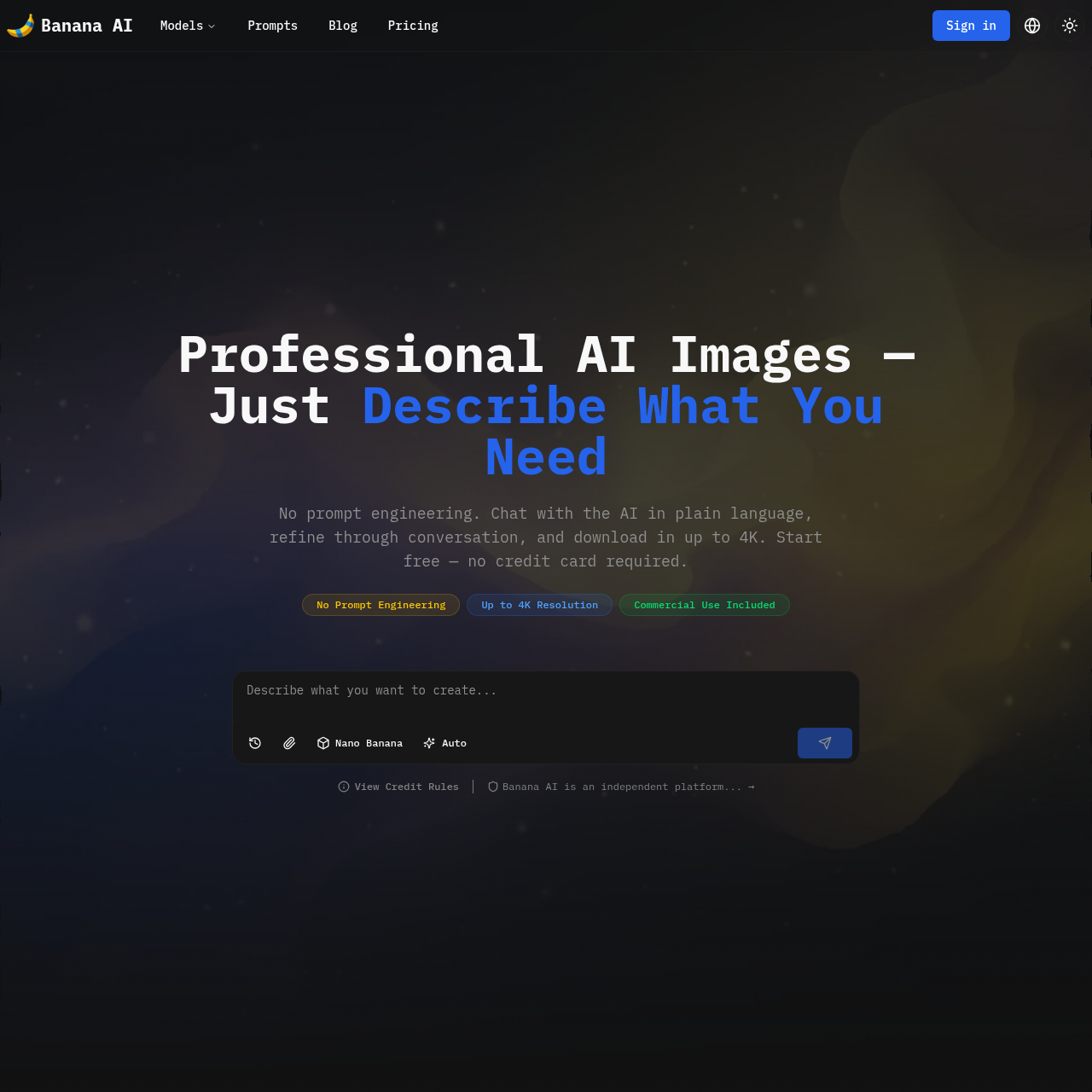 Banana AI: Free AI Image Generator - Chat to Create & Refine