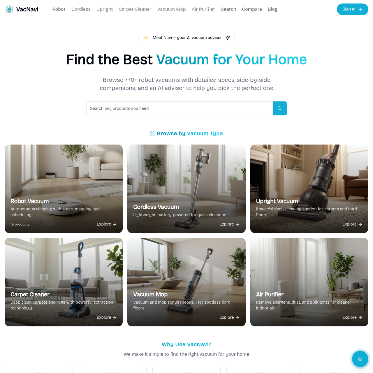 VacNavi | AI Vacuum Finder & Comparison