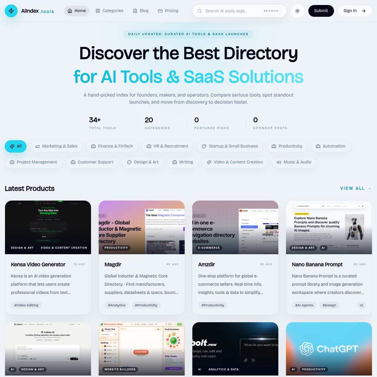 AiIndex.tools | Top AI Tools & SaaS Directory 2026
