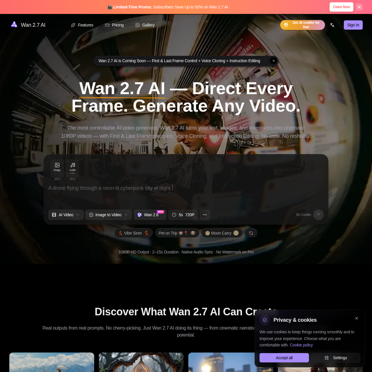 Wan 2.7 AI Video Generator - Director-Level Control & Voice Cloning
