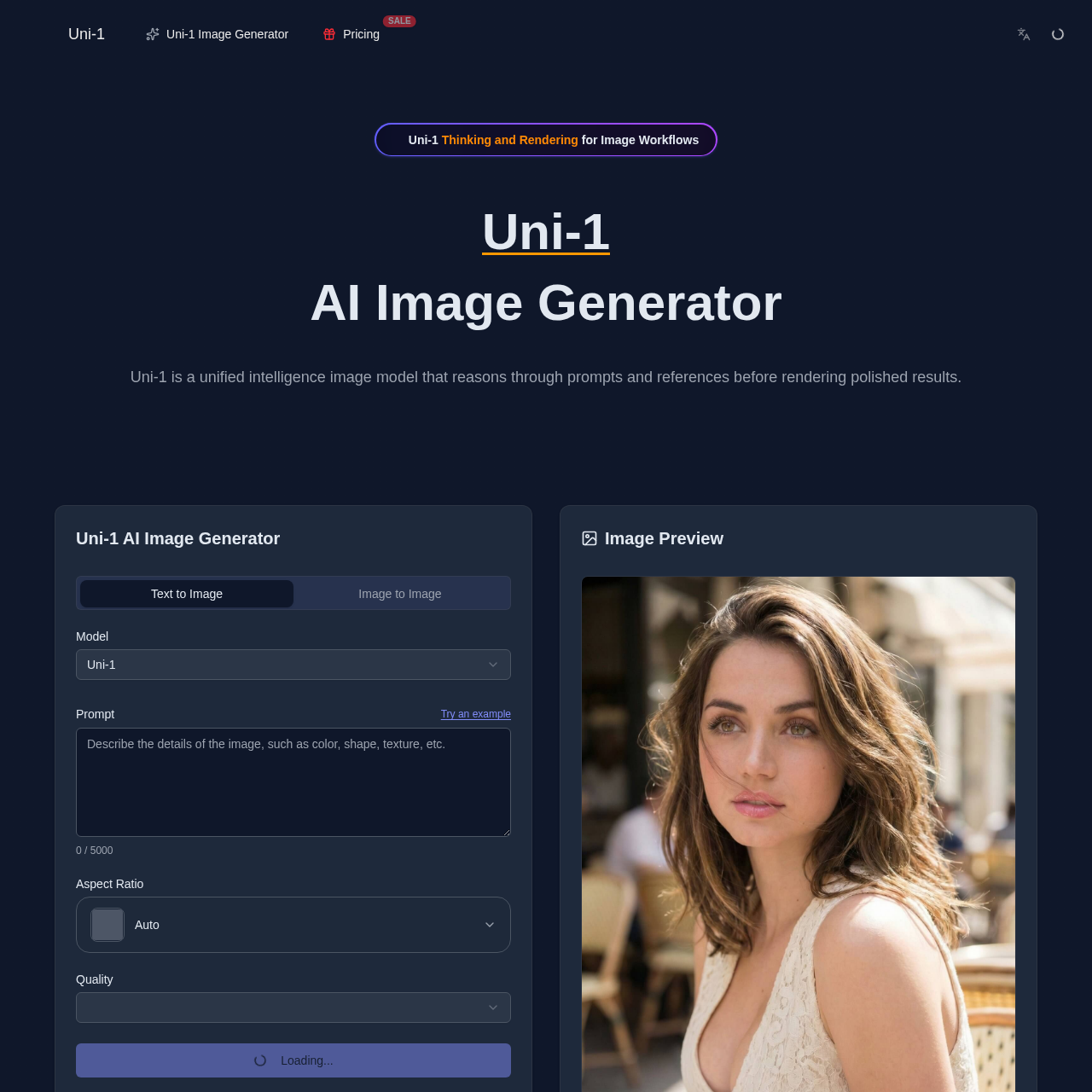 Uni-1 AI Image Generator: Free Online Text to Image & Editing | Uni1