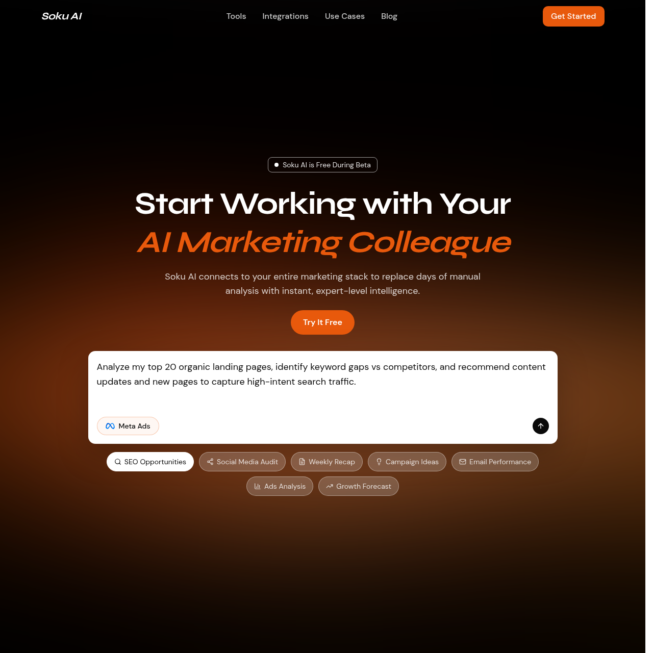 Soku AI: AI Marketing Agent for Ads, SEO, Analytics & Optimization