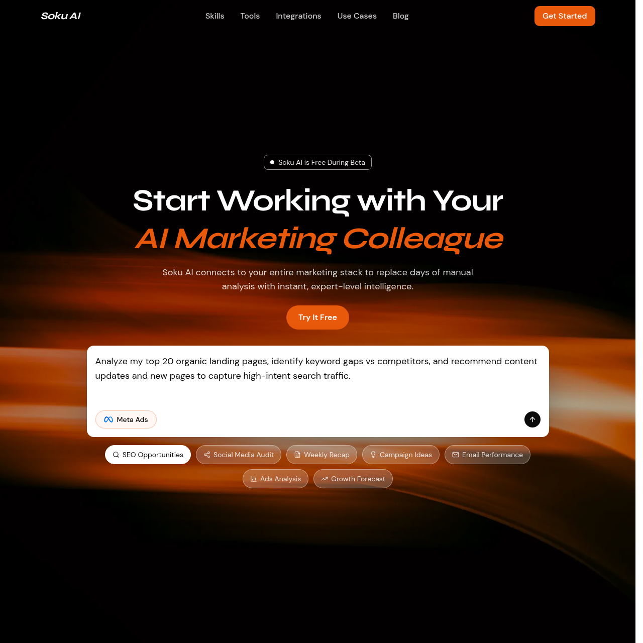 Soku AI: AI Marketing Agent for Ads, SEO, Analytics & Optimization | Free Beta