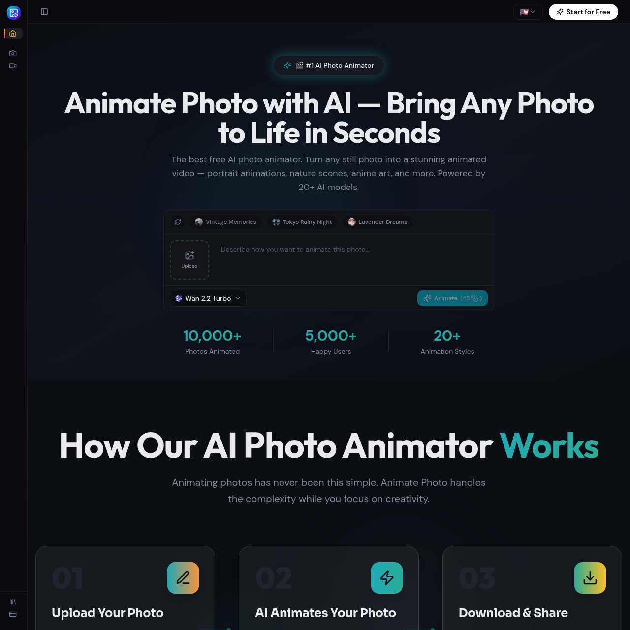 Animate Photo — #1 Free AI Photo Animator | Photos to Video in Seconds