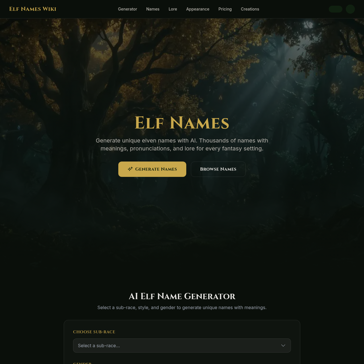 Elf Name Generator AI: Unique Elven Names for D&amp;D, LOTR, Elder Scrolls | Elf Names Wiki