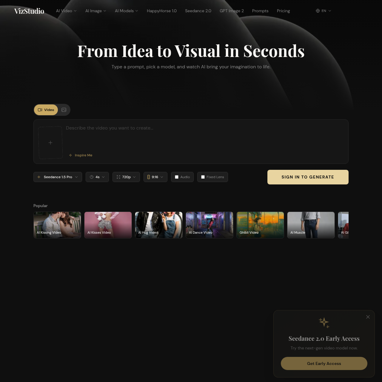 VizStudio — AI Video Generator &amp; Image Creation Tools Online