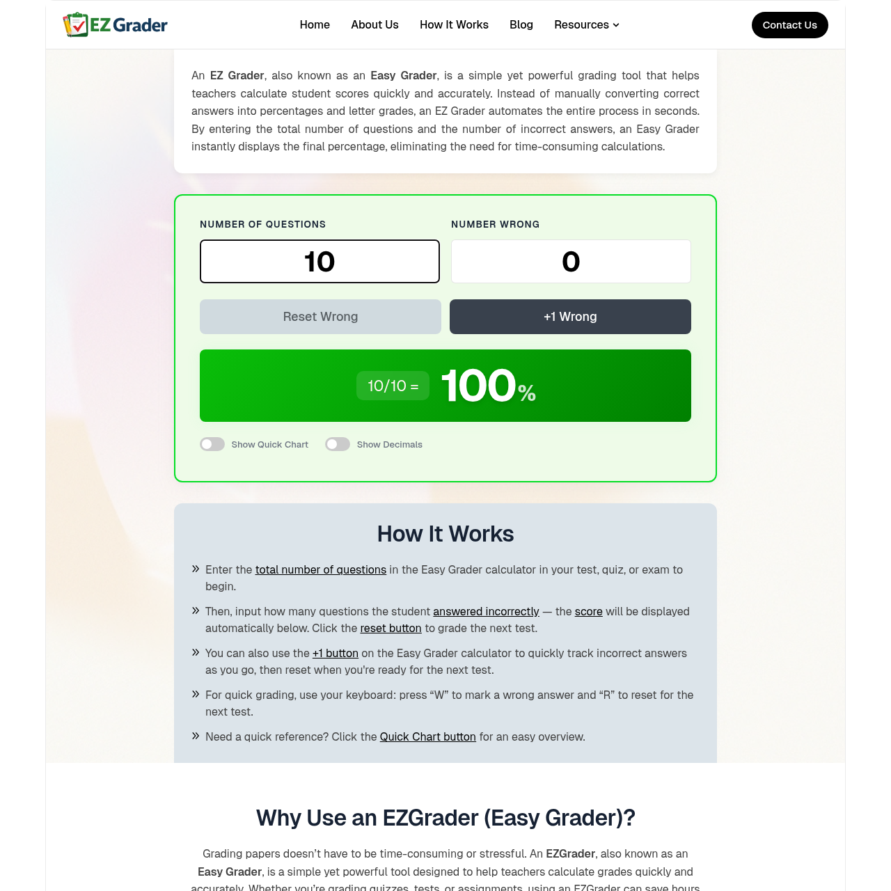 EZ Grader: Free Easy Grader & Grade Calculator for Teachers