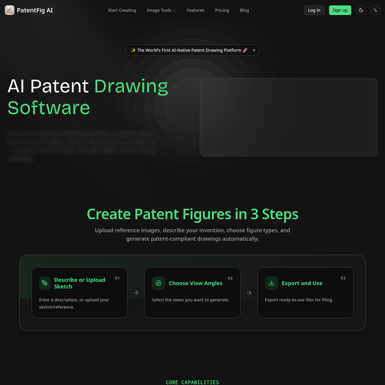 PatentFig AI - AI Patent Drawing Software: USPTO, EPO, CNIPA Compliant Figures