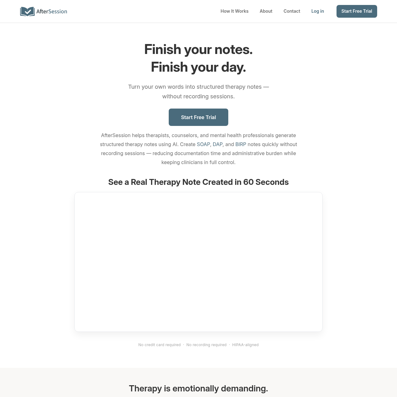 AfterSession | AI Therapy Notes in Minutes - HIPAA Compliant, No Recordings
