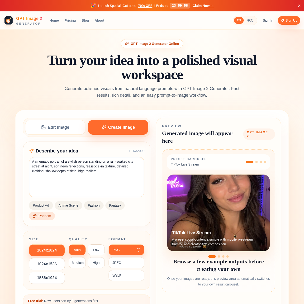GPT Image 2 Generator: Free Online AI Image Generator | gptimage2.online