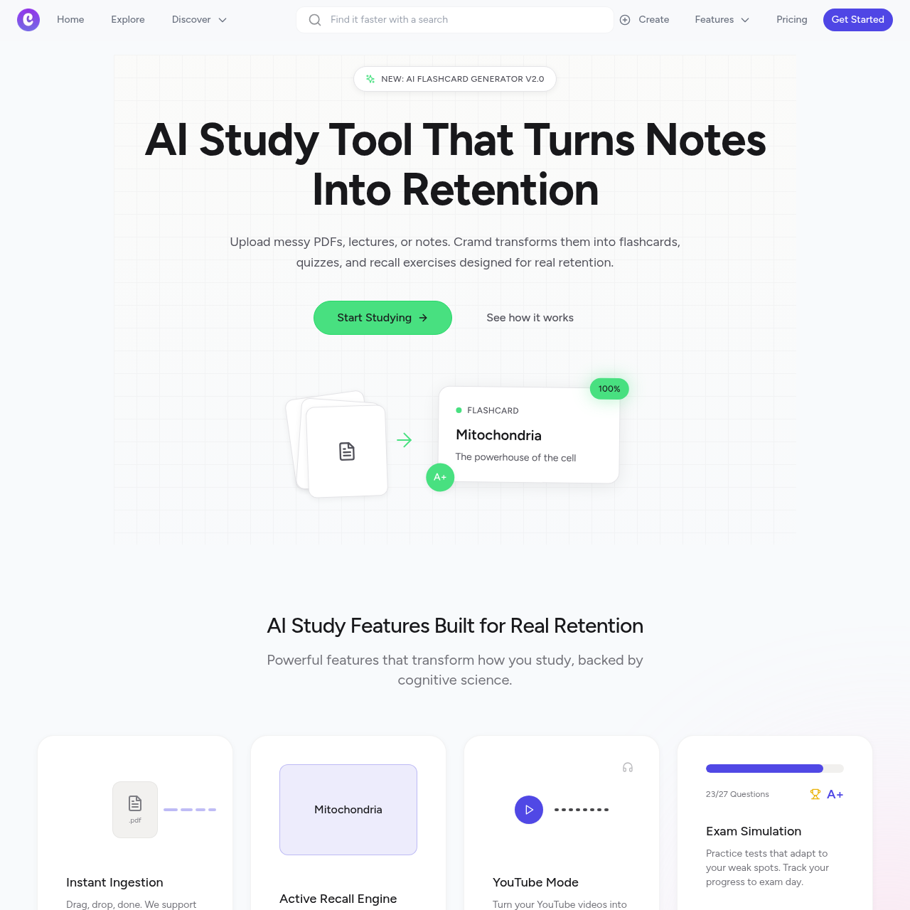 Cramd: AI Flashcard Generator for Notes, PDFs, Videos & Exam Prep