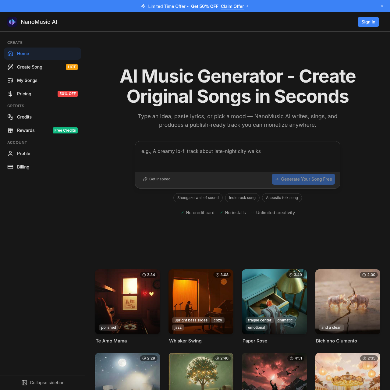 NanoMusic AI - AI Music Generator: Create Original Songs Instantly