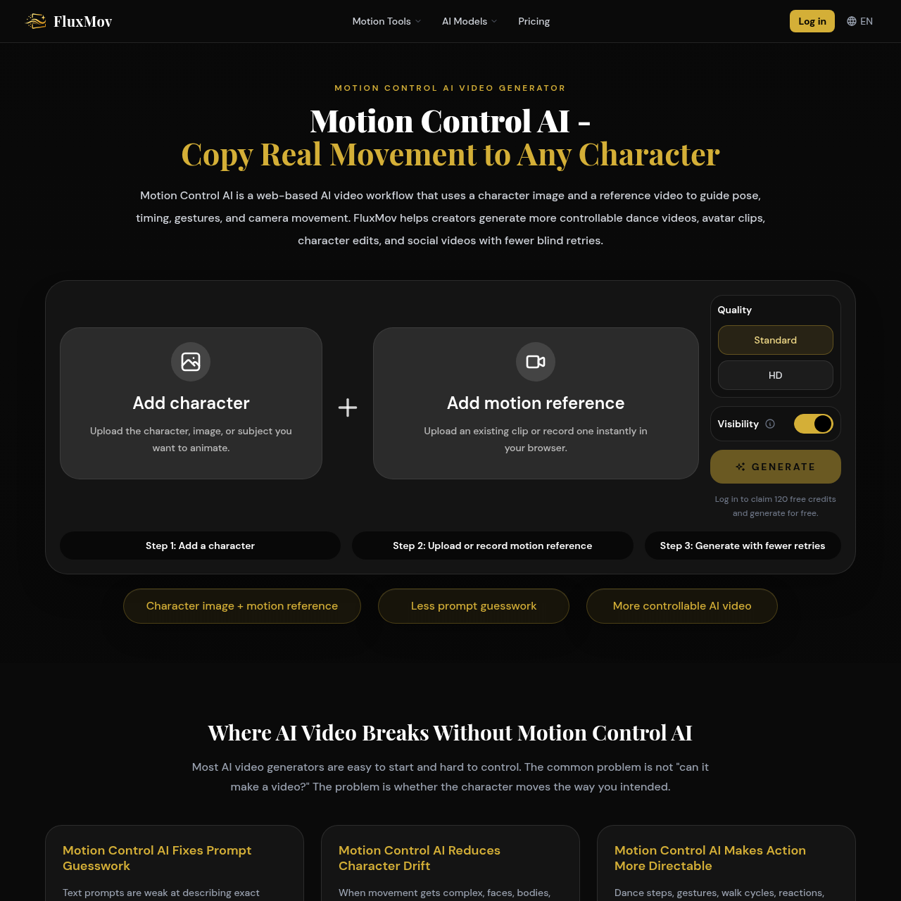 FluxMov: Motion Control AI Video Generator for Character Animation