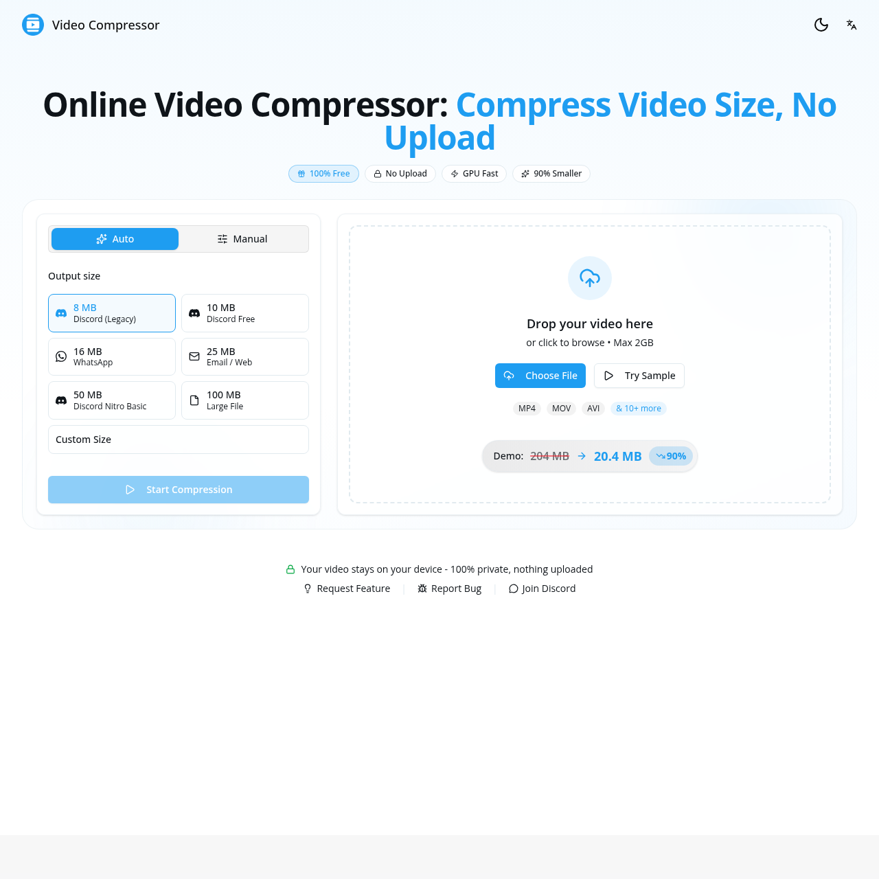 Video Compressor: Free Online Tool to Compress Video No Upload