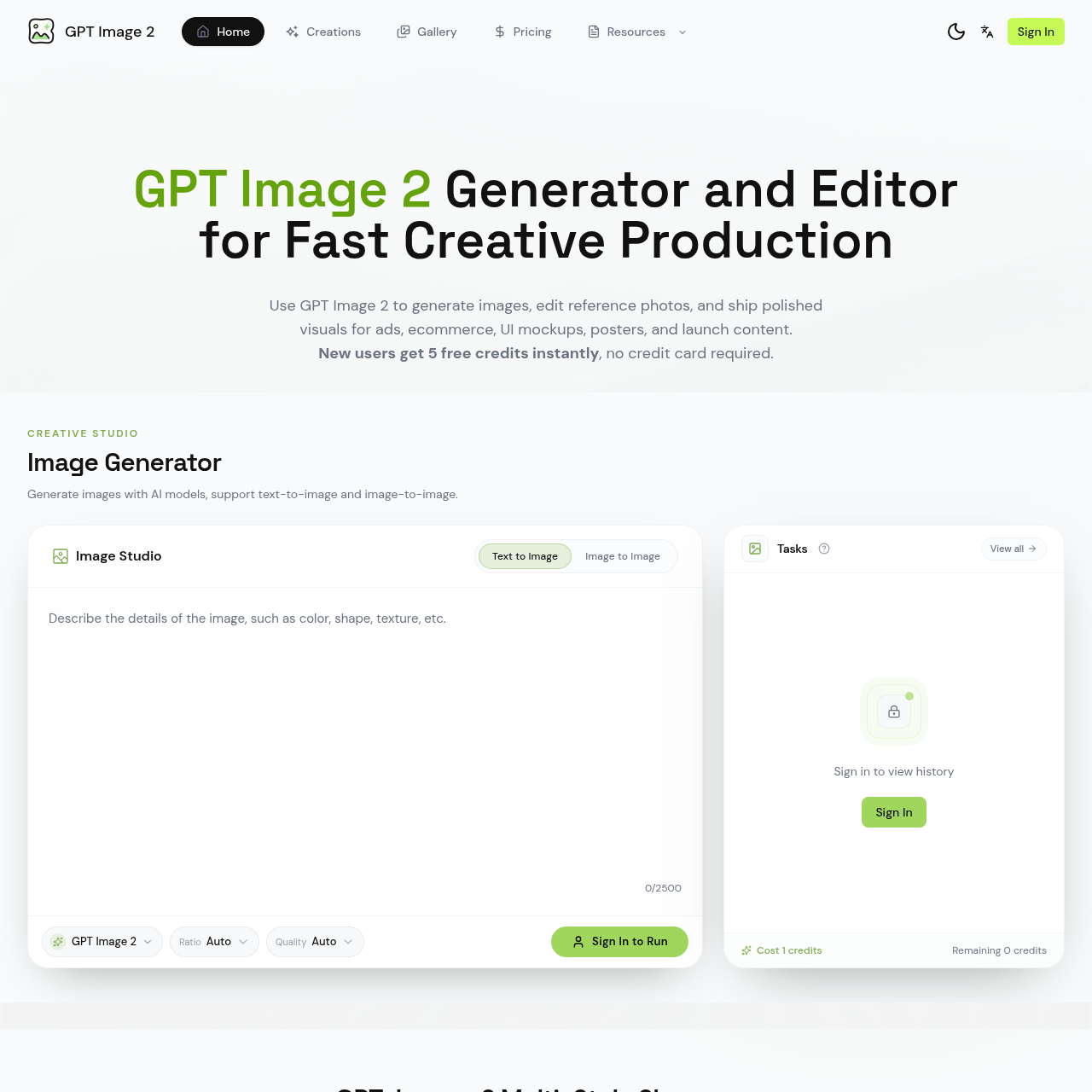 GPT Image 2: AI Image Generator & Editor for Creative Production