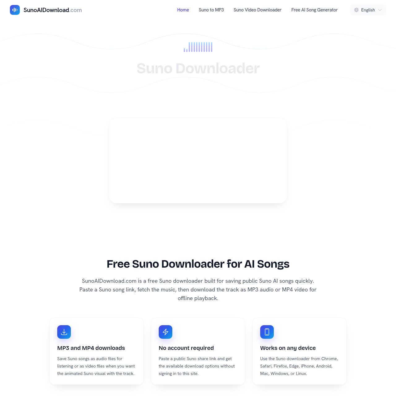 Suno Downloader | SunoAIDownload.com Free MP3 & MP4 Downloads