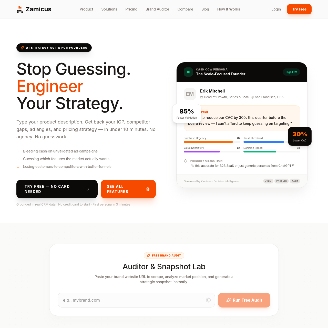 Zamicus AI | Customer Strategy & ICP Research for Founders