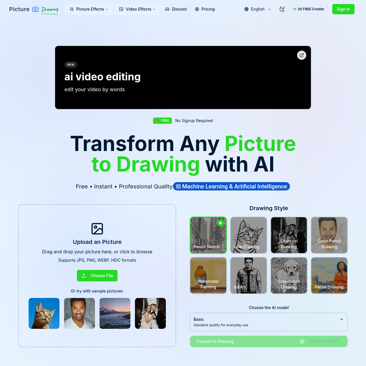 Picture Drawing AI | Free Photo to Drawing Converter