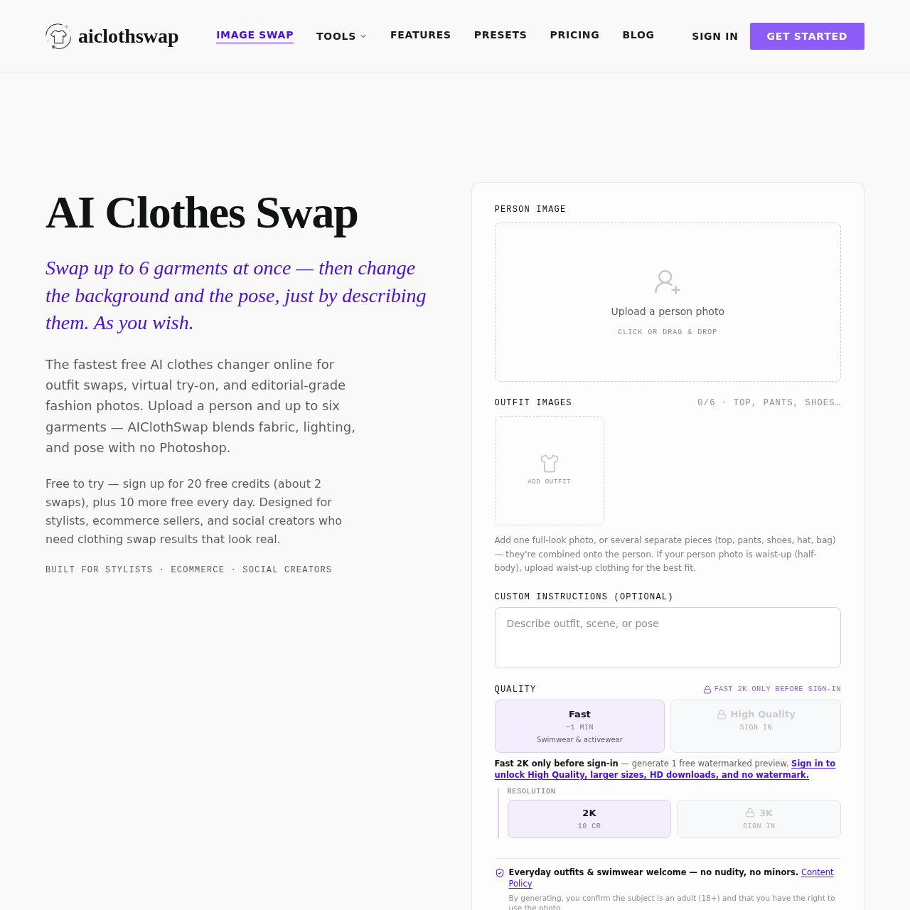 AIClothSwap: Free AI Clothes Changer & Virtual Try On
