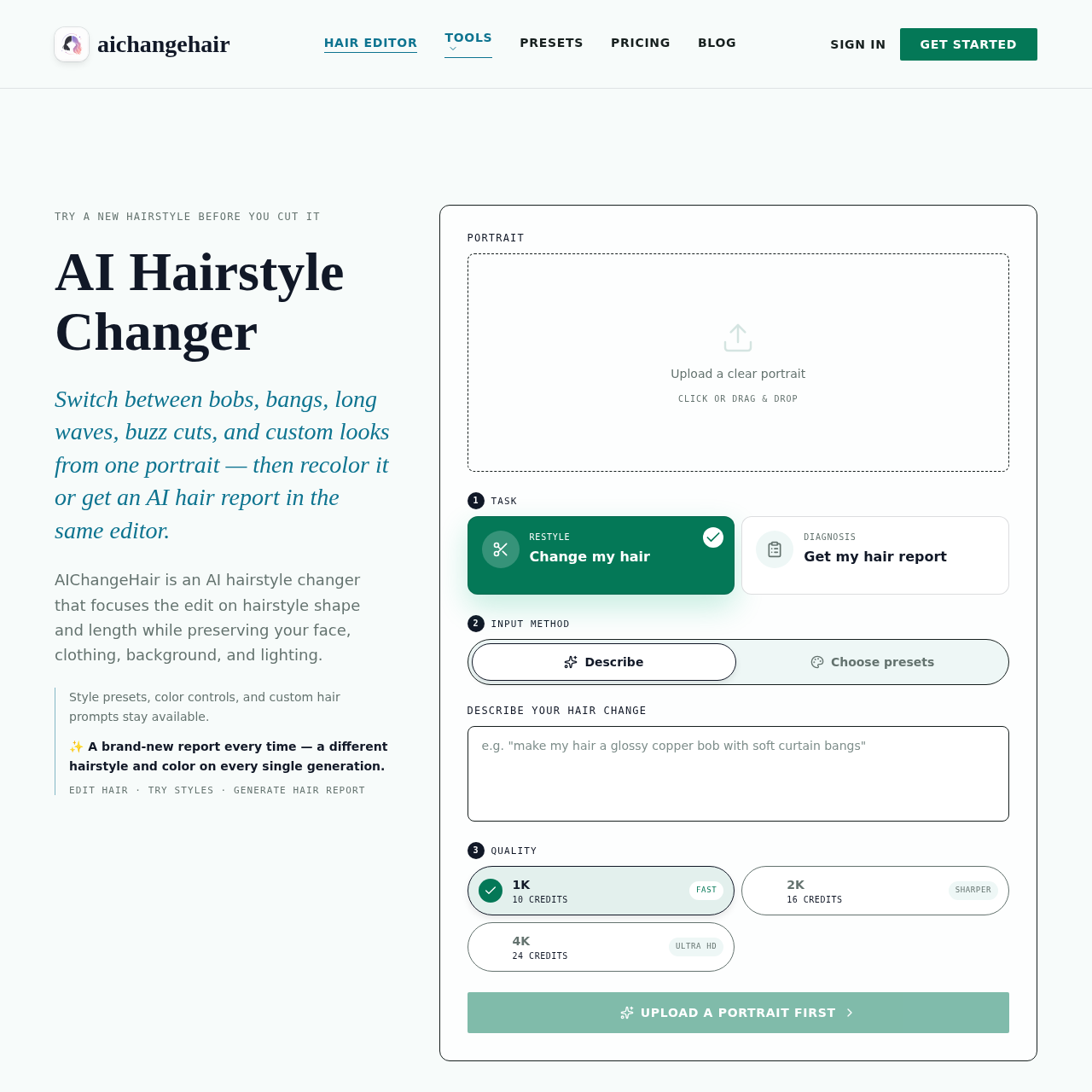AIChangeHair: AI Hairstyle & Hair Color Changer Online