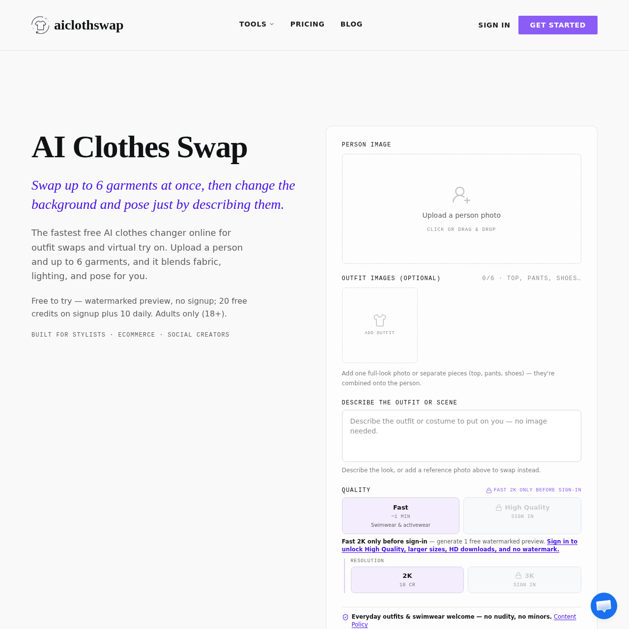 AIClothSwap: Free AI Clothes Changer & Virtual Try On