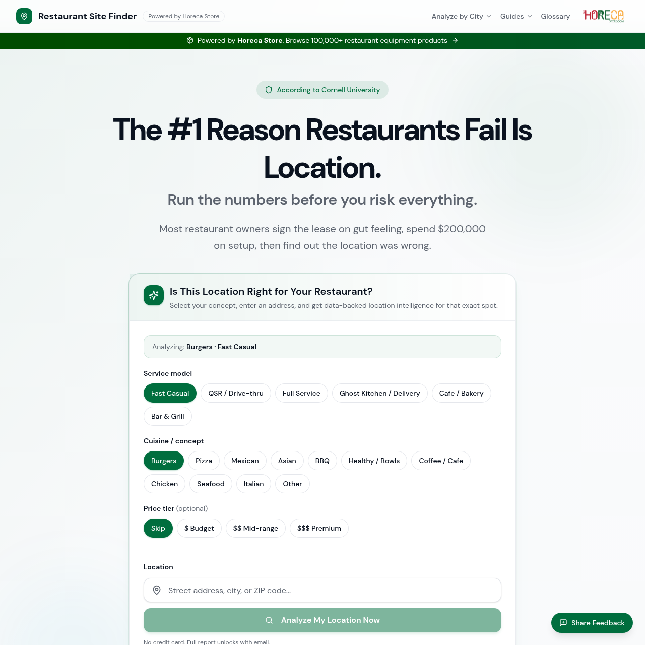Restaurant Location Analysis Tool | Restaurant Site Finder